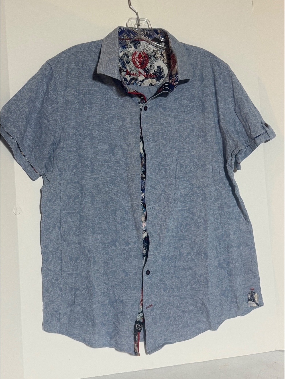 Au Noir Large button down blue The Great Wave Off Kanagawa